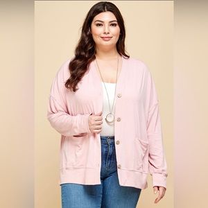 PS-S4-Plus Size Button Up Cardigan